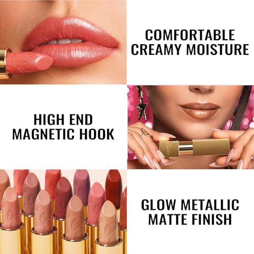 Oulac Matte Lipstick with Metallic Shine, Comfortable Creamy Texture, Smooth No Grainy Feeling, Vegan & Gluten Free, Full-Coverage Lip Colour 4.3 g, GM15 She's A Lover - Image 6