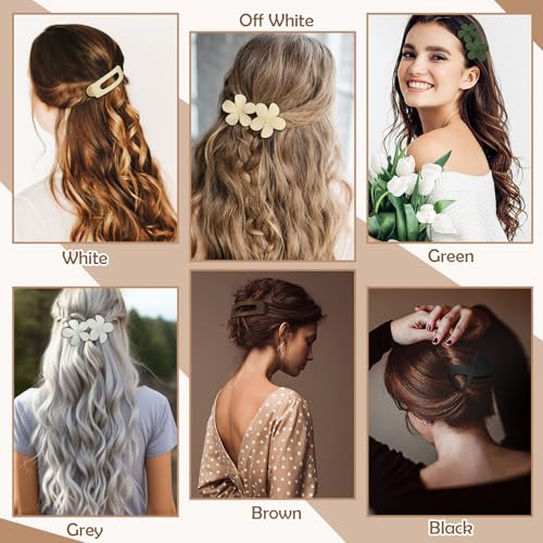 12 Pcs Flat Hair Clips for Women, Lay Flat Claw Clips Flower Hair Clips for Women French Concord Flat Hair Clips, 3 Styles Matte Hair Clips for Thin Thick Hair - Image 6