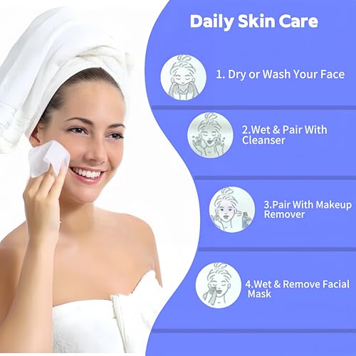 Disposable Face Towel 300 Count, Soft Cotton Clean Skin Face Towels, Dry Wipes Cotton Facial Towels Wash Cloths Tissue Thickened, Face Towelettes Disposable for Makeup Remover, Cleansing and Skincare - Image 5