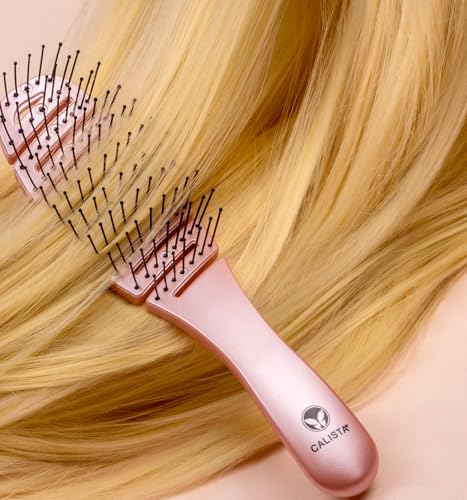 CALISTA Smoothie Hair Brush | Vented Design & Flexible Bristles Work in Wet & Dry Hair | Ergonomic Handle Detangles Without Pulling | Pain-Free Hair Accessories | All Hair Types (Pink) - Image 4