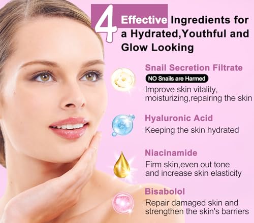 Christmas Gifts for Women,Skin Care Set,Anti-Aging Moisturizing Repair Soothing Snail Mucin Serum Facial Skin Care Routine Kit for Sensitive Dull Skin & Fine Lines,Skincare Gift Set Teenage Teen Girl - Image 3