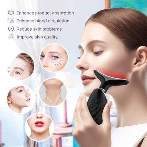 Neck Face Massager, Face Sculpting Tool, 3 Modes and Vibration for Facial Massager for Double - Chin Wrinkle,Daily Home Use Black - Image 4