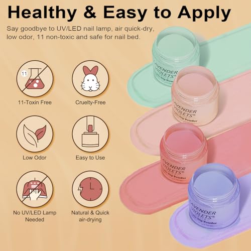 LAVENDER VIOLETS Dip Powder Nail Kit - 36 Colors Brown Green Blue Reflective Glitter with Dipping Powder Liquid Set and Nail Art Tool for Home Salon B5X1 - Image 6