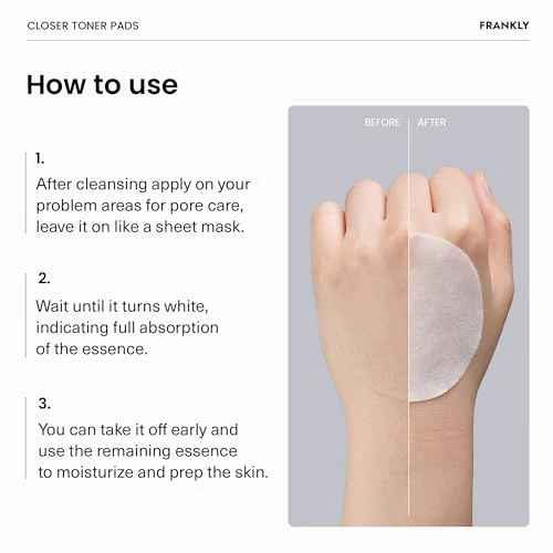 Frankly Closer Toner Pads 70pcs | Pore Minimizing & Moisturizing Jelly Pads for Smooth Skin | 9 Peptides, Vegan Collagen & Rice Extract | Vegan, All skin types, Korean Skincare | Valentines Day Gifts - Image 5