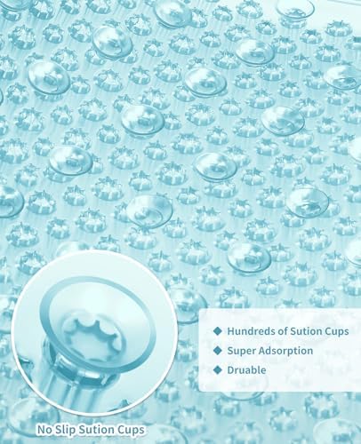 Yolife Shower Foot Scrubber Mat, Anti-Slip Bath Mat with Scrub Bristles, Soft Shower Foot Massager with Strong Suction Cups for Soothe Achy Feet, 25.6" x 13.4" - Image 5