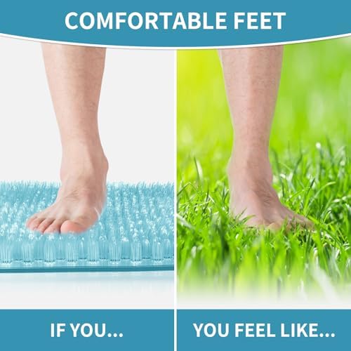 Yolife Shower Foot Scrubber Mat, Anti-Slip Bath Mat with Scrub Bristles, Soft Shower Foot Massager with Strong Suction Cups for Soothe Achy Feet, 25.6" x 13.4" - Image 6