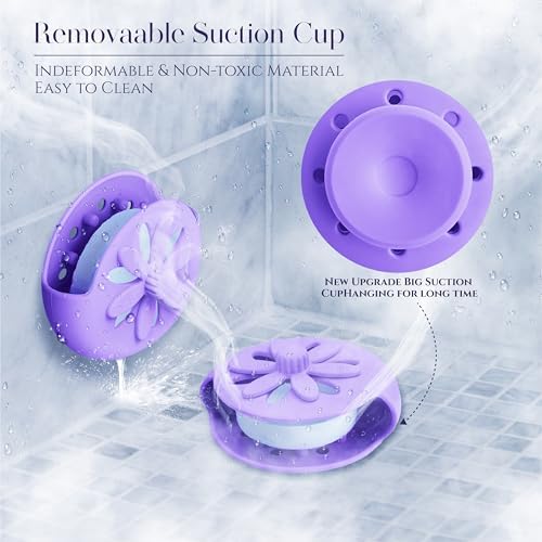 Purple Shower Steamers Tray, Big Suction Cup Shower Steamer Tablet Holder Dish for Long Lasting Use, Flake Bath Bombs Container, Adornment Household Supply Car Decoration Yoga Decor - Image 2
