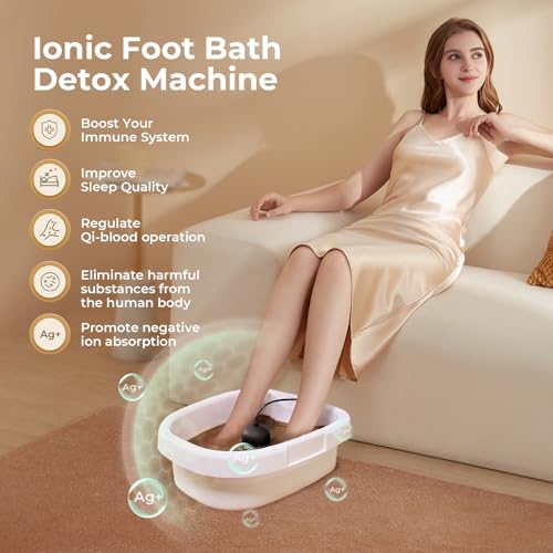 Upgraded Ionic Foot Detox Machine, Foot Spa Bath for Home Use, Foot Cleaner Machine To Remove Toxins with 2 Arrays, 15 Disposable Foot Bath Liners, Detox Sea Salt, Upgraded Durable Basin - Image 2