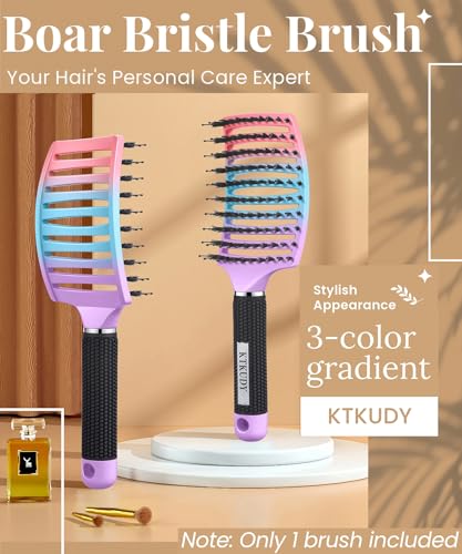KTKUDY Wet or Dry Detangling Hair Brush for All Hair Types - Eliminates Knots & Reduces Breakage Hairbrush - Tangle Free Detangler Brush For Women Men & Kids, Single, 1 Count - Image 2