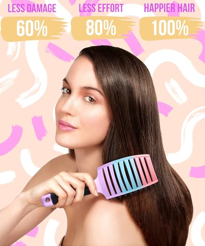 KTKUDY Wet or Dry Detangling Hair Brush for All Hair Types - Eliminates Knots & Reduces Breakage Hairbrush - Tangle Free Detangler Brush For Women Men & Kids, Single, 1 Count - Image 5