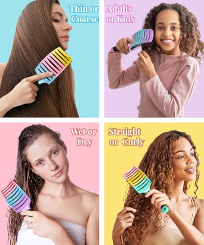 KTKUDY Wet or Dry Detangling Hair Brush for All Hair Types - Eliminates Knots & Reduces Breakage Hairbrush - Tangle Free Detangler Brush For Women Men & Kids, Single, 1 Count - Image 6