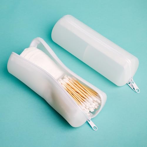 Cotton Round Swab Travel Case, 2 in 1 Portable Hair Accessories Organizer, Hair Tie Organizer, Hair Tie Holder, Bobby Pin Holder, Travel Qtips Case, Purse Organization, Floss Holder - Image 3