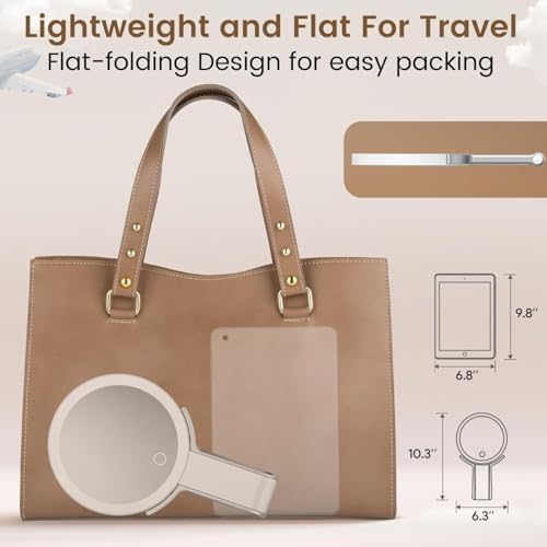 Travel Makeup Mirror with Lights, Lightened 10X/1X Double Sided Magnifying Mirror with 3 Colors, Brightness Adjustable Portable LED Mirror Valentines Day Gifts for Her Women Girls (White) - Image 5