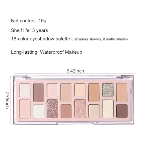 Versatile 16 Color Naked Pink Eye Shadow Palette, Blendable, Long-Lasting, Highly Pigmented, Waterproof eyeshadow palatte makeup - Image 3