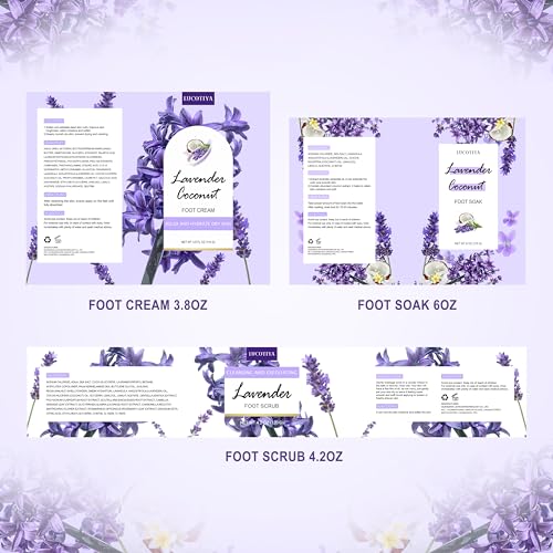 Foot Soak Set Feet Callus Remover Pedicure Set - Lavender Foot Soak Salts,Foot File,Foot Scrub & Urea Foot Cream Pedicure Supplies For Dry Cracked Feet Foot Spa Kit for Women - Image 8