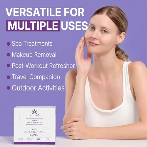 Disposable Face Towels, 10" x 12", Ultra Thick Face Towelettes for Sensitive Skin, Extra Soft Makeup Remover Dry Wipes, 100 Count - Image 6