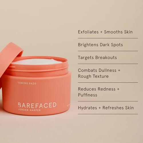 Barefaced Toning Pads (60 count) Exfoliating Face Pads with 2% Glycolic Acid & Salicylic Acid - Helps with Brightening & Cleansing Skin, Clears Pores, Reduces Fine Lines and Wrinkles, Resurfacing Pads - Image 2