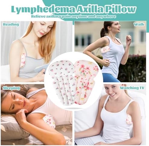 Lymphedema Axilla Pillow Armpit Pain Relief Mastectomy Recovery Supplies, 4PCS Cotton Lumpectomy Mastectomy Pillows Post OP Multicolor Breast Surgery Pillow (Pink Flower) - Image 3