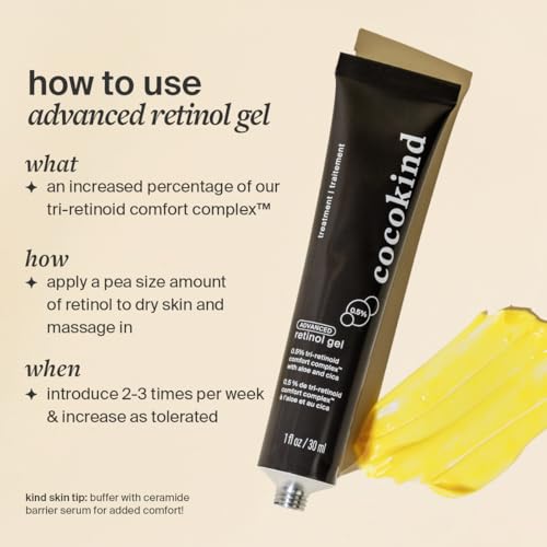Cocokind Advanced Retinol Gel 0.5%, Improve the Appearance of Fine Lines and Uneven Texture without Irritation, Aloe and Cica to Prevent Dryness, 1 fl oz - Image 3