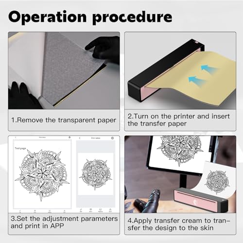 Wormhole Tattoo Stencil Printer, Bluetooth Tattoo Printer Portable Stencil Printer for tattooing Thermal Tattoo Printer Machine with 2500mAh Battery Support Smartphones & PC Pink - Image 7