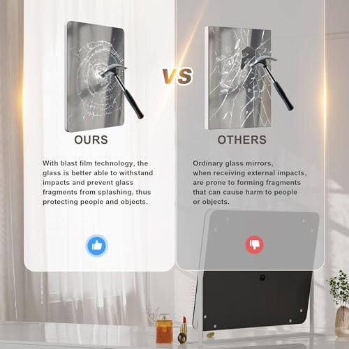 Hasipu Vanity Mirror with Lights, 15" x 13" LED Makeup Mirror, Light up Mirror with 10X Magnification, Smart Touch 3 Colors Dimmable, 360° Rotation (White) - Image 7