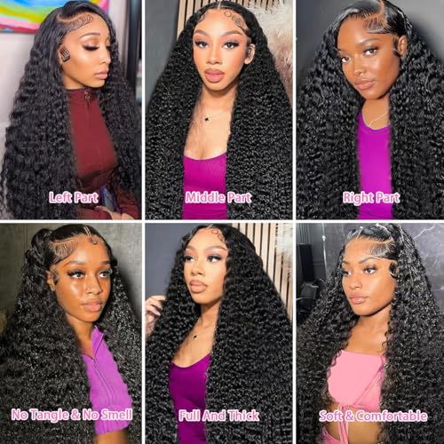 24 Inch 13x6 Deep Wave Lace Front Wigs Human Hair 200 Density 13x6 HD Lace Front Wigs Human Hair Pre Plucked Deep Curly Glueless Wig 100% Virgin Human Hair Lace Front Wigs for Women - Image 5