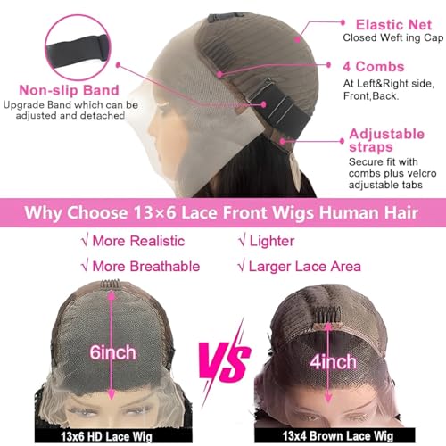 24 Inch 13x6 Deep Wave Lace Front Wigs Human Hair 200 Density 13x6 HD Lace Front Wigs Human Hair Pre Plucked Deep Curly Glueless Wig 100% Virgin Human Hair Lace Front Wigs for Women - Image 6