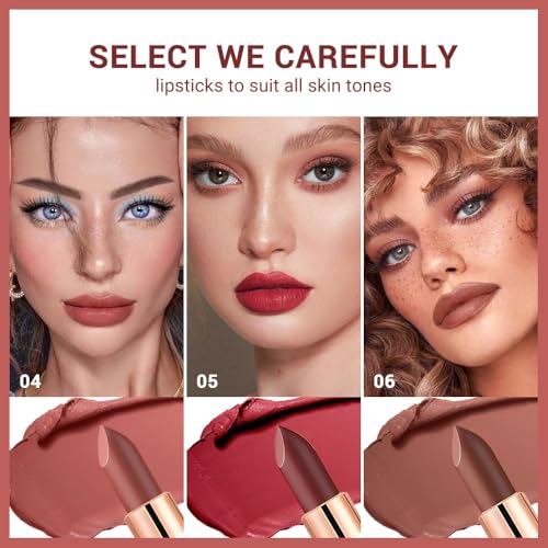 3 Pcs Nude Lipstick Matte Sets,Light to Dark Velvet Lipstick for Women Long Lasting Waterproof 24 Hours Lip Stick Lip Stain Makeup Gift Sets,labiales mate 24 horas originales - Image 3