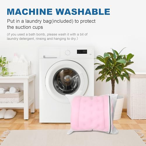 Full Body Bath Pillow, Luxury Bath Cushion with 192 Suction Cups, Bath Pillows for Tub for Head and Neck Support, with Laundry Bag Pink, 51" x 16" - Image 4