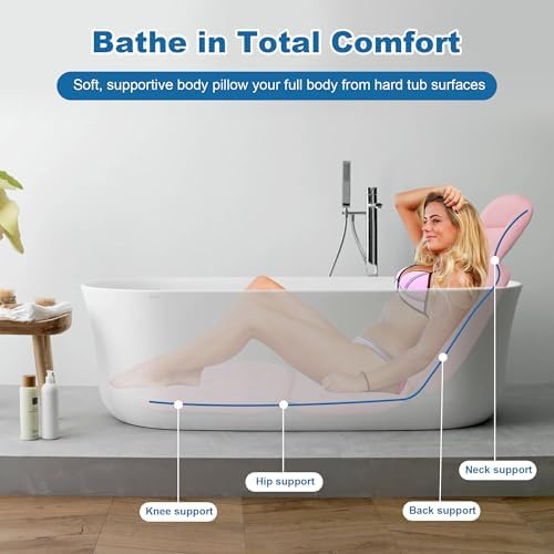 Full Body Bath Pillow, Luxury Bath Cushion with 192 Suction Cups, Bath Pillows for Tub for Head and Neck Support, with Laundry Bag Pink, 51" x 16" - Image 5