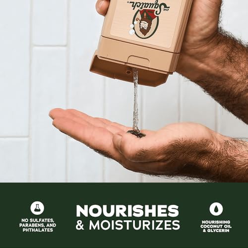 Dr. Squatch NEW Natural Body Wash for Men - Non-Exfoliating - Coconut Castaway (14 oz) + Wood Barrel Bourbon + Pine Tar (8 oz, 2 Pack) + Body Scrubber - Image 4