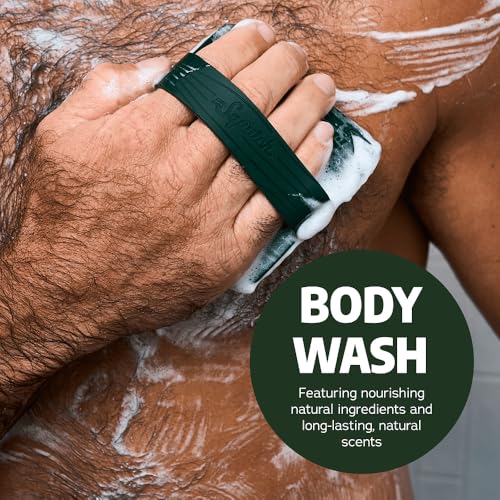 Dr. Squatch NEW Natural Body Wash for Men - Non-Exfoliating - Coconut Castaway (14 oz) + Wood Barrel Bourbon + Pine Tar (8 oz, 2 Pack) + Body Scrubber - Image 6