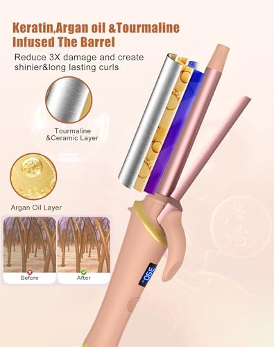 Mini Curling Iron Wand for Short Hair, Ukliss Travel Friendly Dual Voltage Mini Hair Curler, Ceramic Curling Wand for Versatile Styling, Portable and 60 Mins Auto-Off, 5 Heat Settings, Pink 1/2 inch - Image 4