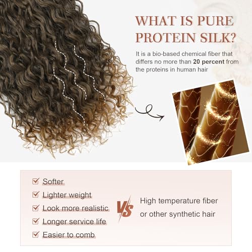 Flufymooz Clip in Hair Extensions, 4PC 100％ Pure Protein Silk Hair Extensions Long Soft Natural Hairpiece 20 Inch Curly Hair Extension for Women (Brown to Dirty Blonde) - Image 3