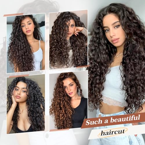 Flufymooz Clip in Hair Extensions, 4PC 100％ Pure Protein Silk Hair Extensions Long Soft Natural Hairpiece 20 Inch Curly Hair Extension for Women (Brown to Dirty Blonde) - Image 5