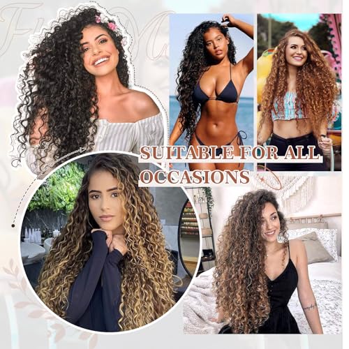 Flufymooz Clip in Hair Extensions, 4PC 100％ Pure Protein Silk Hair Extensions Long Soft Natural Hairpiece 20 Inch Curly Hair Extension for Women (Brown to Dirty Blonde) - Image 6