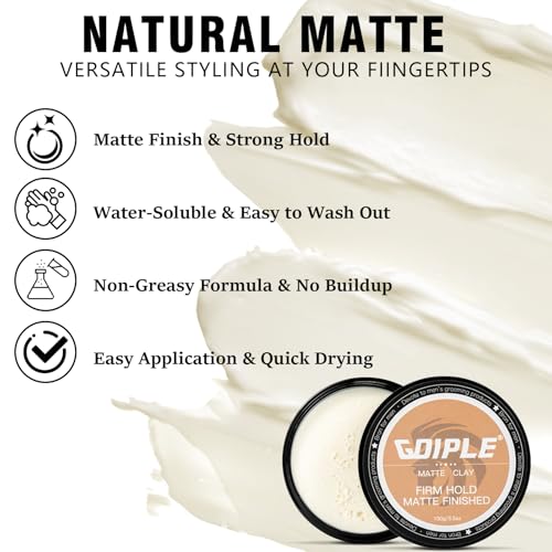 Hair Styling Clay for Men Firm Hold - Matte Finish Hair Clay Hair Paste Water Based Matte Texture Pomade Mens Hair Products - Hair Paste Clay Pomade Ideal for All Men's Hair Types 3.5oz (2PCS) - Image 4