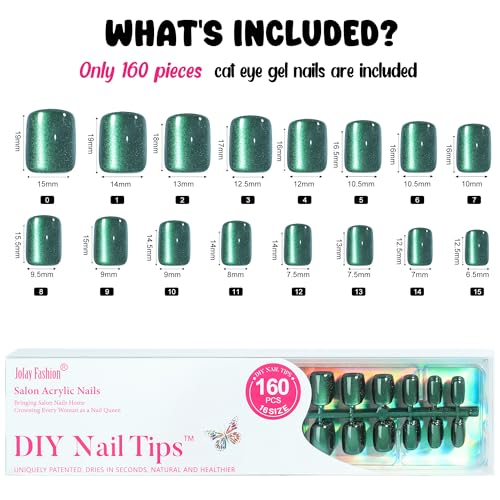 Press on Nails Short - Chameleon Cat Eye Press on Nails, Square Glue on Nails False Nails, Bt Art Box Press On Nails, Soft Gel x Coat Nails False Nails in 16 Sizes -160PCS Soft Gel Fake Nails Kit - Image 4