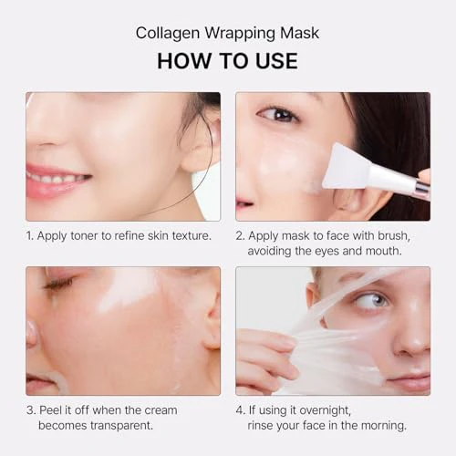 Collagen Peel Off Mask with Jelly Brush, Skin Elasticity for Glass Glow Skin, Gentle Exfoliation, Korean Skin Care, 2.70 Fl Oz - Image 5