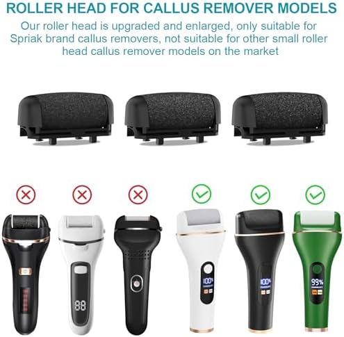 8 Pack Refill Rollers for Electric Foot Callus Remover, Replacement Rollers Heads Foot Care Pedicure Tools, 3 Pack Extra Coarse, 3 Regular Coarse, 2 Gentle Coarse Refill Rollers for Electric Foot File - Image 2
