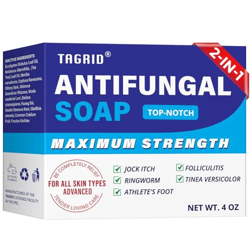 TAGRID Antifungal Soap Kit, Tea Tree Soap, Antifungal Face Wash, Antibacterial Treatment for Body Jock Itch, Ringworm, Athlete's Foot, Folliculitis, Tinea Versicolor, Fungal Acne Treatment (TOP-NOTCH)