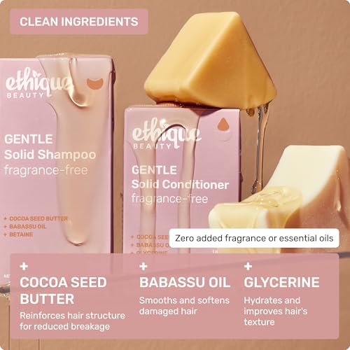 Ethique Gentle Unscented Conditioner Bar with Cocoa Butter - Plastic-Free, Cruelty-Free, Vegan, 2.12 oz - Formerly In the Buff - Image 4