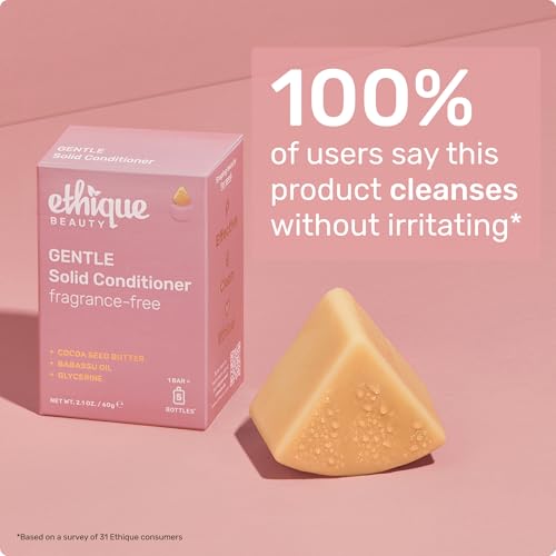 Ethique Gentle Unscented Conditioner Bar with Cocoa Butter - Plastic-Free, Cruelty-Free, Vegan, 2.12 oz - Formerly In the Buff - Image 5