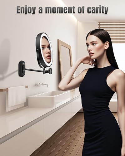 Wall Mounted Makeup Mirror with Light, 20X/1X 8'' Double Sided LED Magnifying Bathroom Lighted Vanity Mirror with Magnification, 3 Color Light up Touch Dimmable Extended Arm 360 Rotation - Image 7