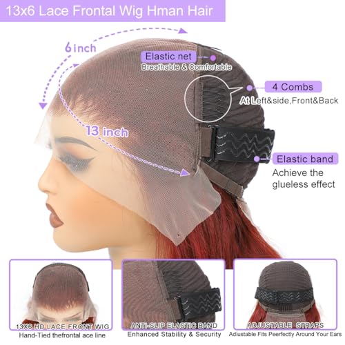 30 Inch Reddish Brown Lace Front Wigs Human Hair 13x6 Body Wave Lace Front Wig 180% Density 33# Lace Frontal Wigs Human Hair Pre Plucked with Baby Hair for Women Auburn Brown Human Hair - Image 4