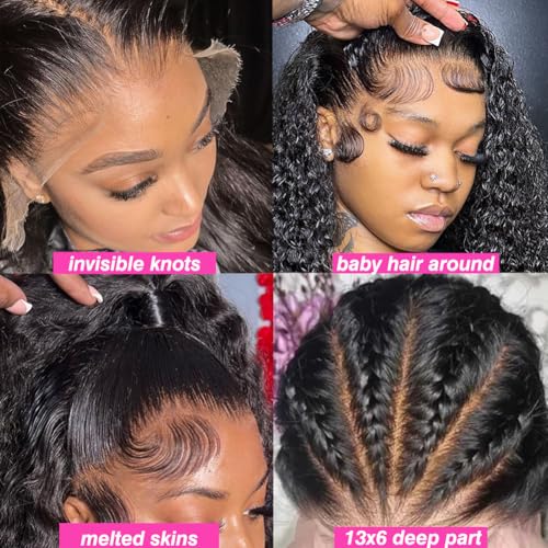 30 Inch Water Wave 13x6 HD Lace Front Wigs Human Hair Pre Plucked 200 Density Deep Part Curly Wig for Women with Baby Hair Water Wave Frontal Wigs Human Hair - Image 3