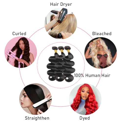 12A Human Hair Bundles 24 26 28 30 Inch Body Wave Bundles Human Hair 100% Unprocessed Brazilian Virgin Hair 4 Bundles Deals Human Hair Quick Weave Bundles Human Hair Extension Natural Black - Image 6