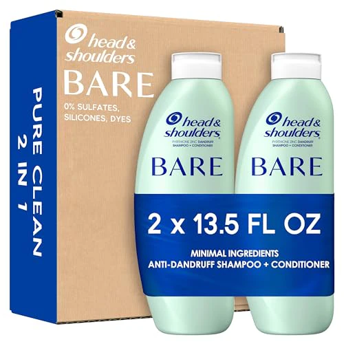 Head & Shoulders BARE 2-in-1 Dandruff Shampoo And Conditioner Twin Pack, Pure Clean, Sulfate-Free, Silicone-Free, Dye-Free, Eco-Friendly Bottles, Safe for All Hair Types, 13.5 Fl Oz Each (Set of 2)