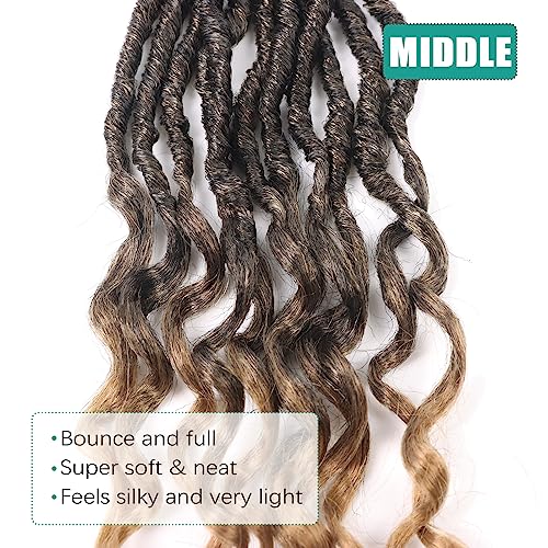 Faux Locs Crochet Hair 14 Inch Pre Looped Goddess Locs Crochet Hair 8 Packs Short Soft Faux Locs Crochet Hair Deep Wave Crochet Hair with Curly Ends Hair Extensions (14 Inch/Pack of 8, T27) - Image 5