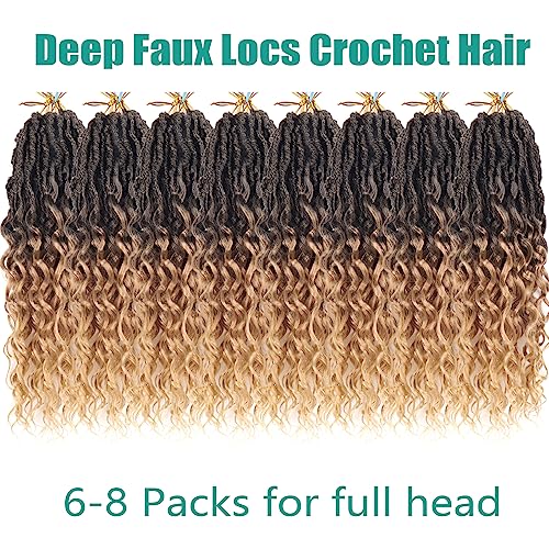Faux Locs Crochet Hair 14 Inch Pre Looped Goddess Locs Crochet Hair 8 Packs Short Soft Faux Locs Crochet Hair Deep Wave Crochet Hair with Curly Ends Hair Extensions (14 Inch/Pack of 8, T27) - Image 7